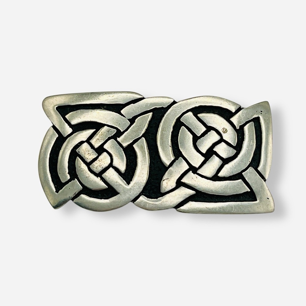 St. Justin Vintage Pewter Celtic Knot Knotwork‎ Brooch Rectangle Viking